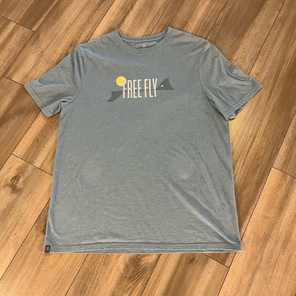 Free Fly Mens Bamboo Blend Graphic T-Shirt Blue XL FF1118 Tee Bin K-211
